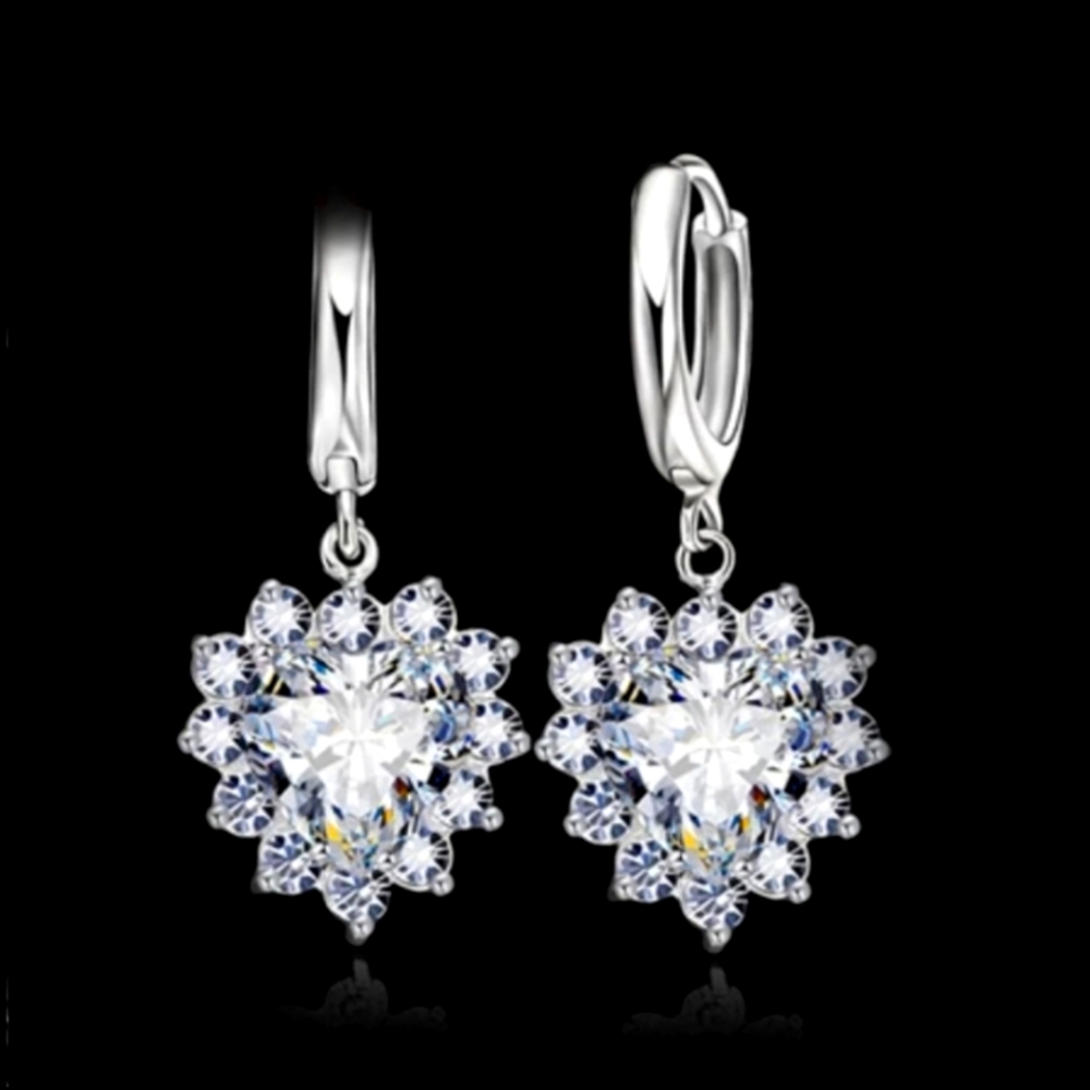 Swarovski Elements 925 Sterling Silver Heart Earrings NEW - Picture 3 of 15